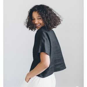 Linenfox Mona linen top black XS